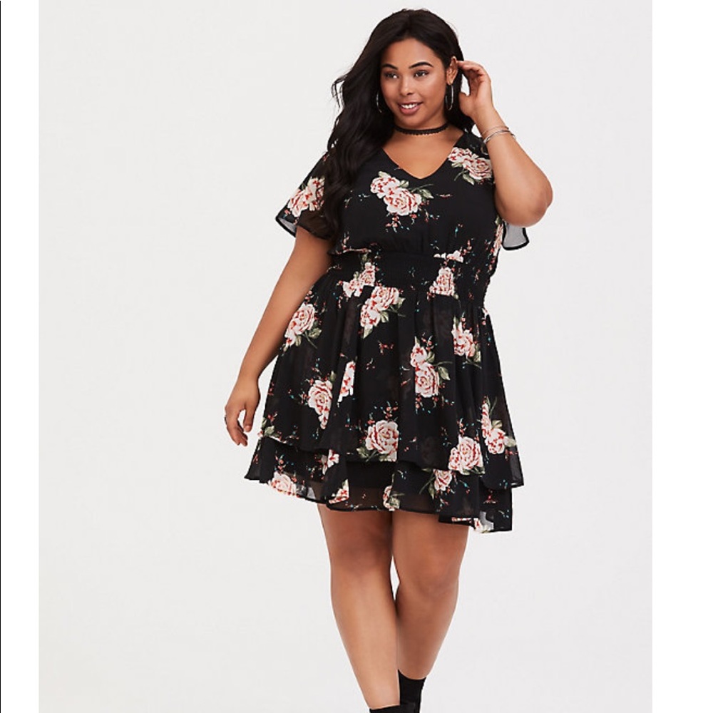 Smocked georgette dress